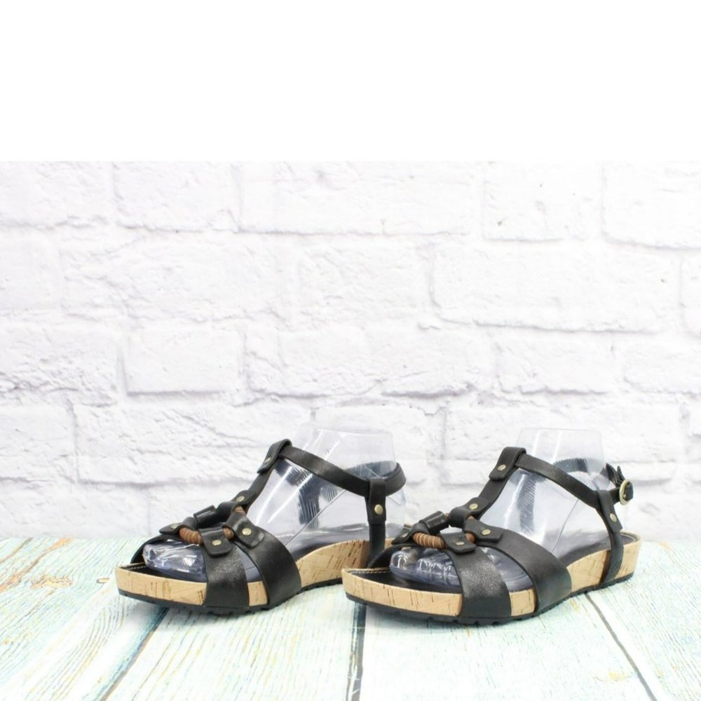 Timberland Black Leather Slip On Adjustable Slingback Casual Sandals Size 9 M - Picture 2 of 9